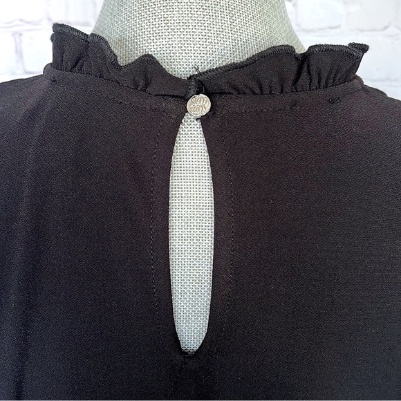 CECE Mock Neck Ruffled Flutter Sleeve Top - Picture 7 of 11